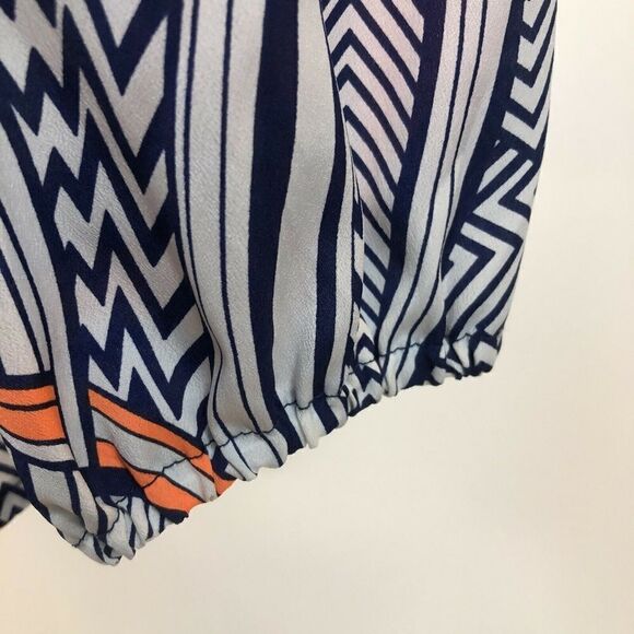 EUC!  Tracy Negoshian White Navy and Orange Blouse Size Extra Small  XS - Picture 4 of 7